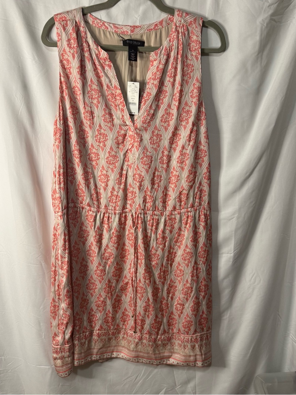 White House Black Market Coral and White Printed Midi Dress